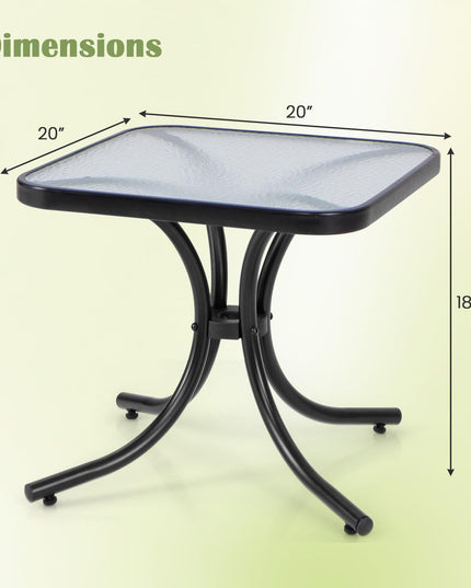 Giantex Small Outdoor Side Table with Tempered Glass Top Set of 2