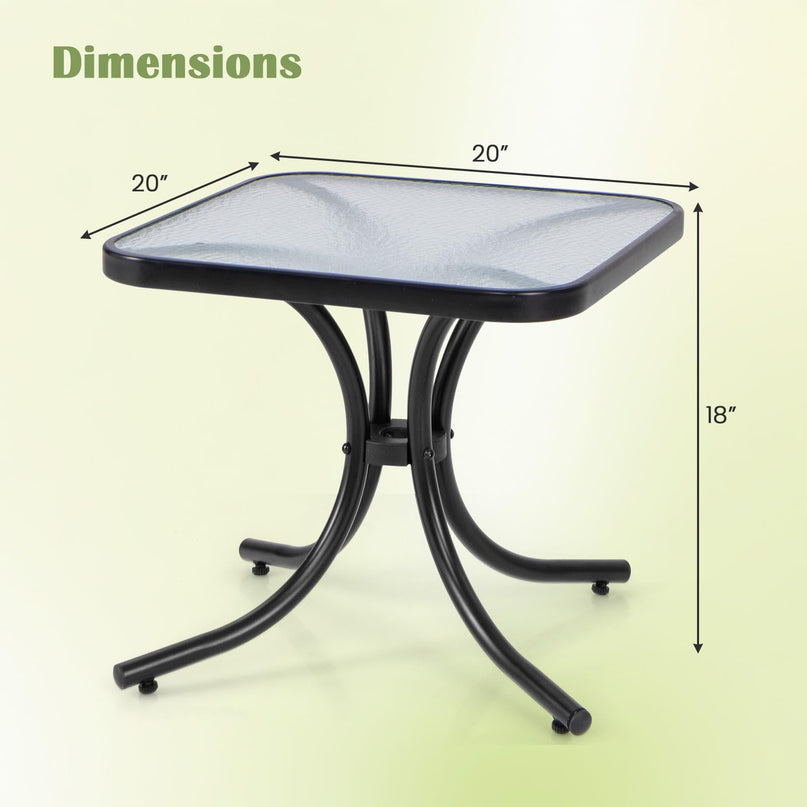 Giantex Small Outdoor Side Table with Tempered Glass Top Set of 2