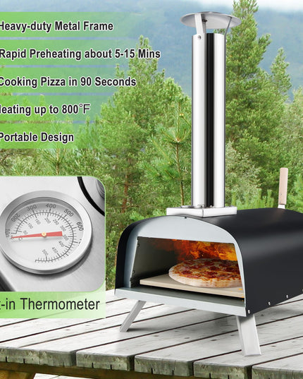 Giantex Pizza Oven Outdoor, Propane and Wood Fired Pizza Maker with 13" Pizza Stone, Pizza Peel
