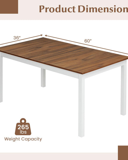 Tables de salle à manger rectangulaires Giantex 60 pouces avec pieds en bois d'hévéa massif