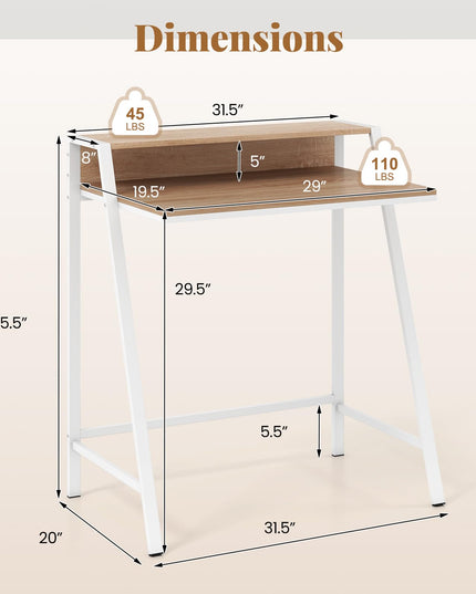 Giantex Small Computer Desk 31.5" Compact Home Office Desk