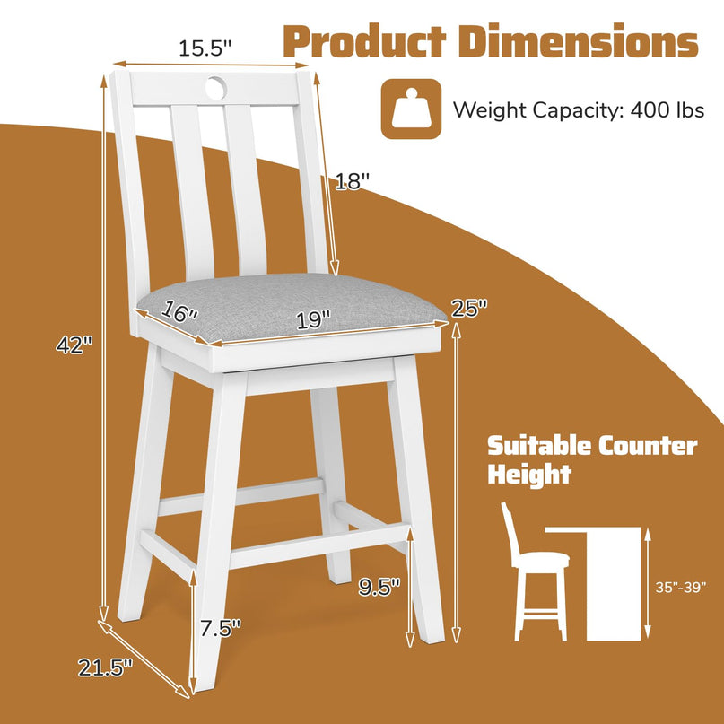 Giantex 25" Bar Stools Set with Padded Seat for Kitchen Island