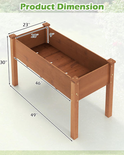 49" L x 23 W x 30 H Elevated Wood Planter Box with Protective Liner and Drain Hole
