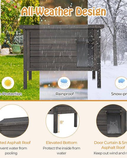 Giantex Outdoor Cat House - Weatherproof Feral Cat Shelter with All-Round Foam Insulated