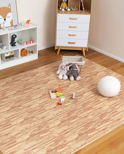 Giantex 100 Sq. Ft Wood Grain Floor Tiles Foam Mat, 25 PCS 24'' x 24'' Puzzle Exercise Mats with Borders