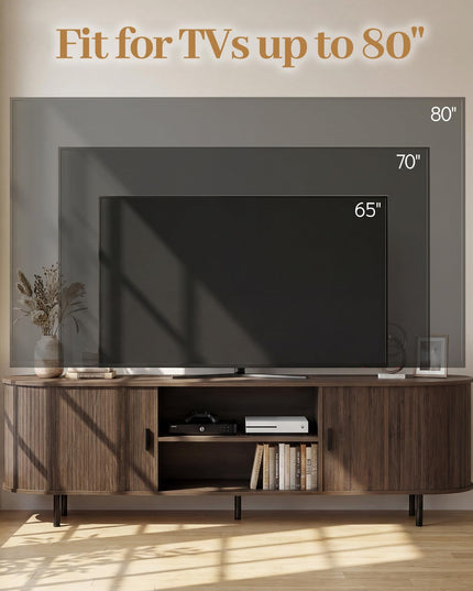 Giantex Fluted TV Stand for 80" TVs for Living Room