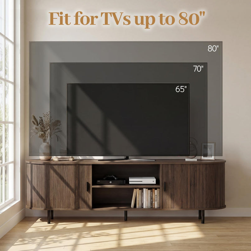 Meuble TV cannelé Giantex pour téléviseurs de 80 pouces pour le salon