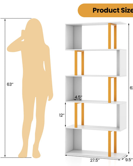 Giantex 5-Tier Geometric Bookcase Freestanding Display Shelf Rack