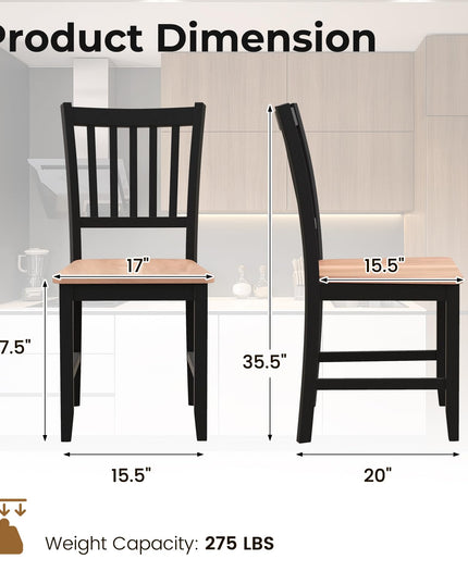 Giantex Wooden Dining Chairs Set of 4, Farmhouse Kitchen Chair with Rubber Wood Legs