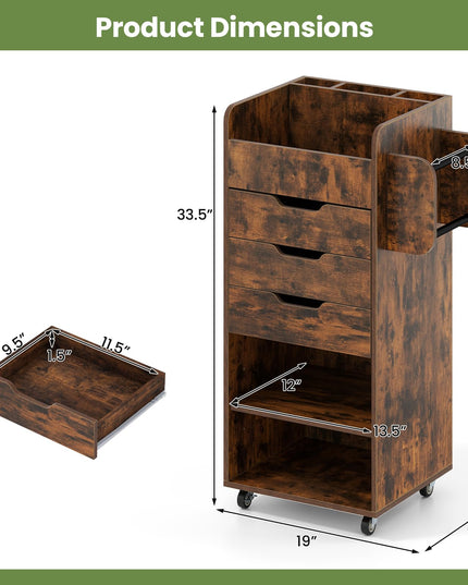 Giantex Craft Storage Cart - Utility Organizer Cart with 3 Drawers