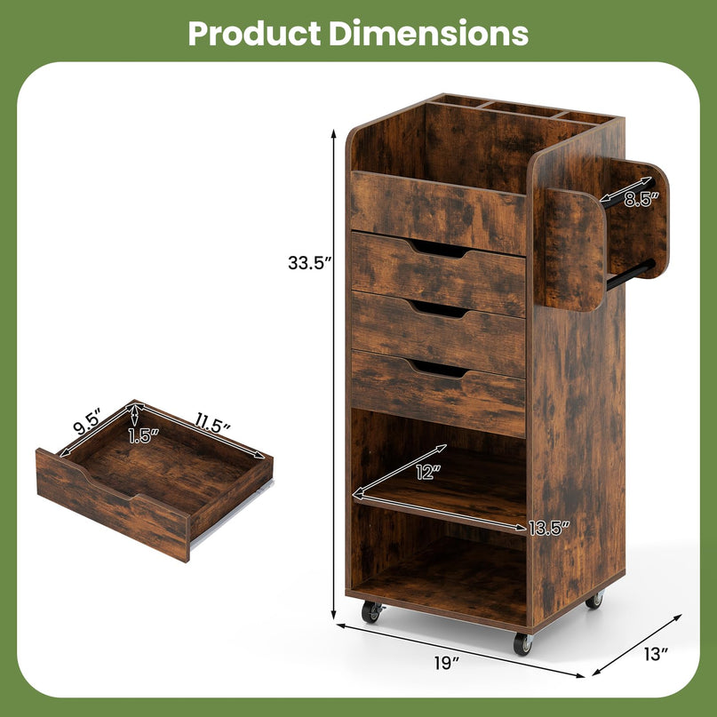 Giantex Craft Storage Cart - Utility Organizer Cart with 3 Drawers
