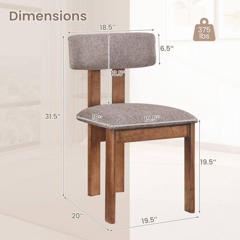 Giantex Upholstered Kitchen Dining Chairs with Curved Backrest