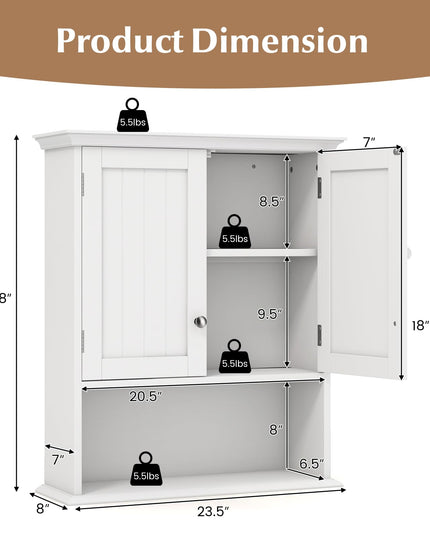 Giantex Wall Mounted Medicine Cabinets - Above Toilet Bathroom Cabinet with Adjustable Shelf