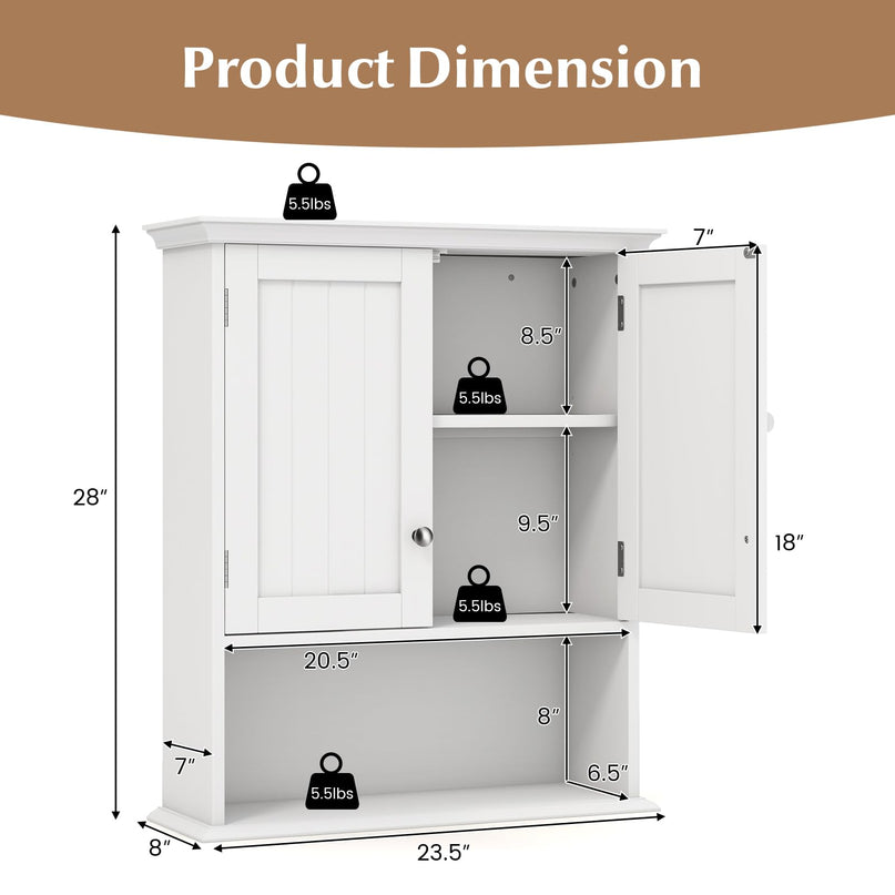 Giantex Wall Mounted Medicine Cabinets - Above Toilet Bathroom Cabinet with Adjustable Shelf