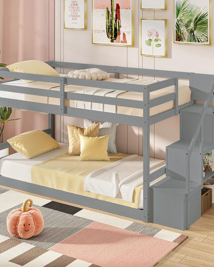 Giantex Twin Over Twin Bunk Bed with Stairs
