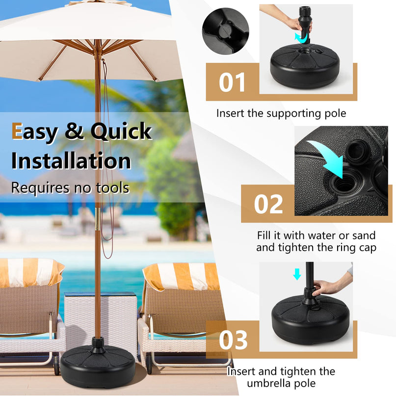 Giantex Fillable Umbrella Base, Water and Sand Filled Umbrella Stand, Fits 1.5" Patio Umbrella Pole