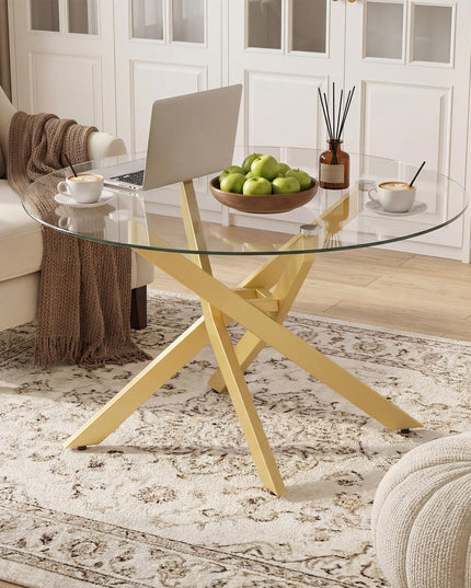 Giantex Round Glass Coffee Table 31.5" Modern Center Table