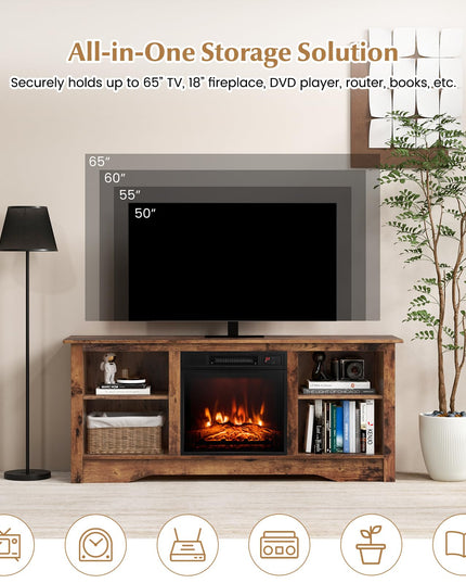 Giantex TV Stand with Fireplace - TV Cabinet with Adjustable Shelves