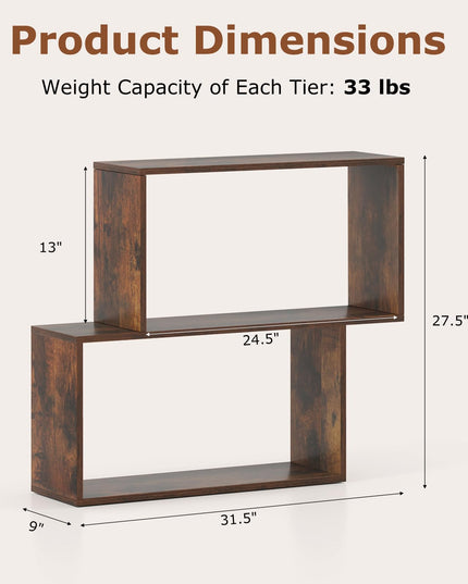 Giantex 3-Tier Bookshelf | Geometric Bookcase Side Table with Open Storage