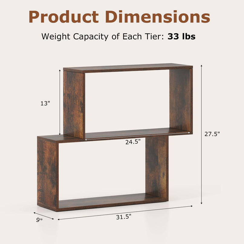 Giantex 3-Tier Bookshelf | Geometric Bookcase Side Table with Open Storage