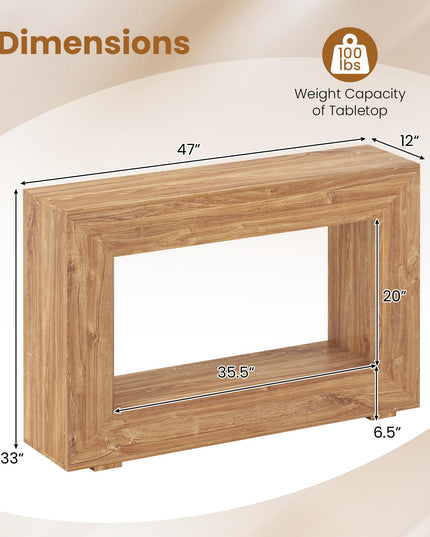 GIANTEX 47" Farmhouse Wooden Console Table with Open Storage Shelf