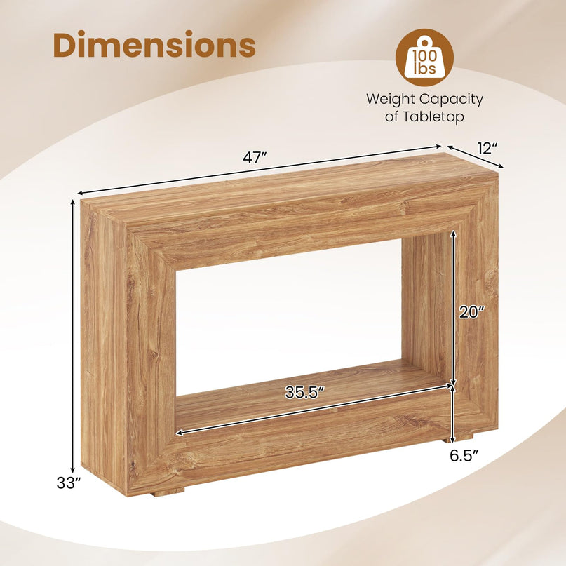GIANTEX 47" Farmhouse Wooden Console Table with Open Storage Shelf
