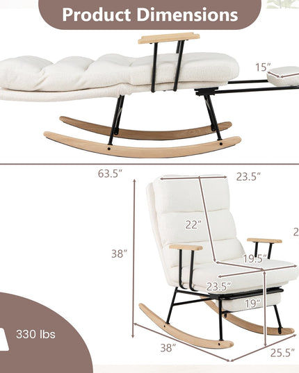 Giantex Rocking Chair Nursery Teddy Upholstered Rocker Chair