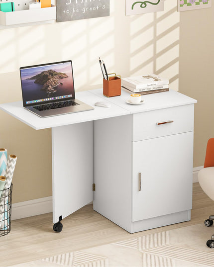 Giantex Folding Computer Desk with Drawer for Small Spaces