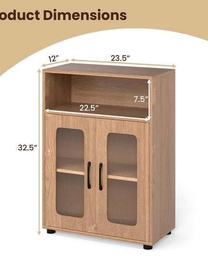 Giantex Bathroom Storage Cabinet with 2 Doors & 3-Level Adjustable Shelf