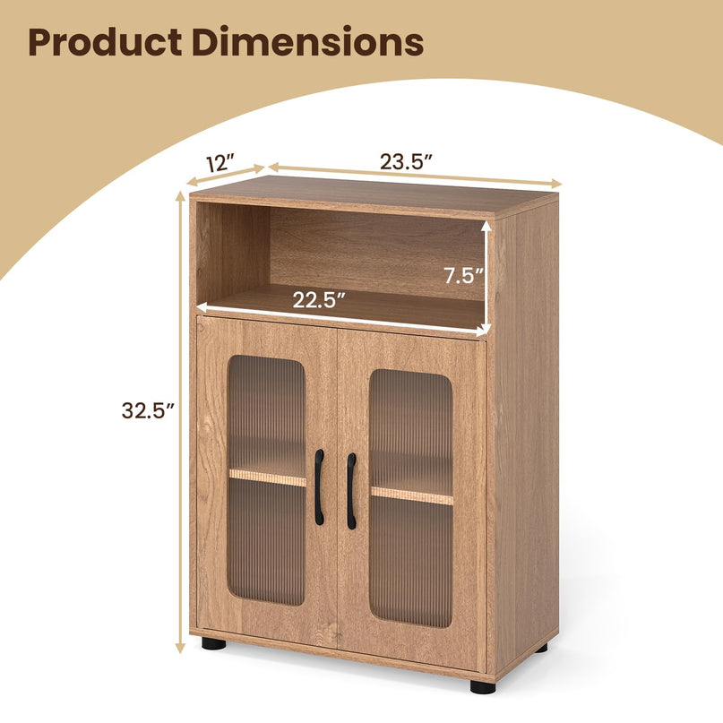 Giantex Bathroom Storage Cabinet with 2 Doors & 3-Level Adjustable Shelf