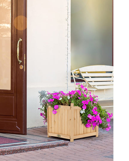 Giantex 15” Planter Raised Garden Bed - Wooden Planting Box, Outdoor Folding Square Planter