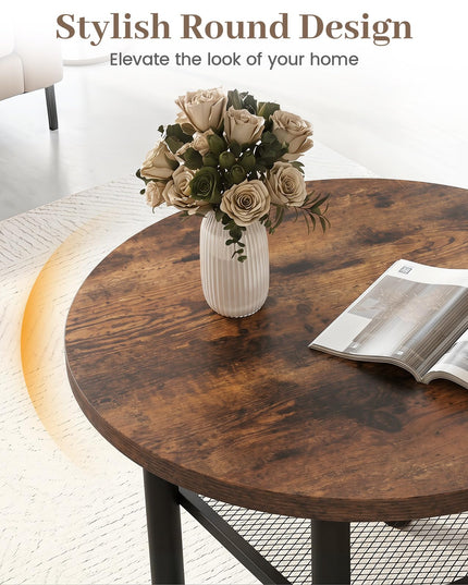 Giantex 24" 2-Tier Small Round Coffee Table with Storage