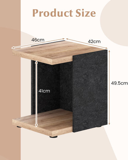 Giantex 2 Tier Sofa Side Table with Open Storage Shelf