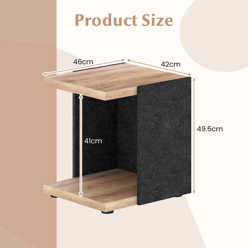 Giantex 2 Tier Sofa Side Table with Open Storage Shelf