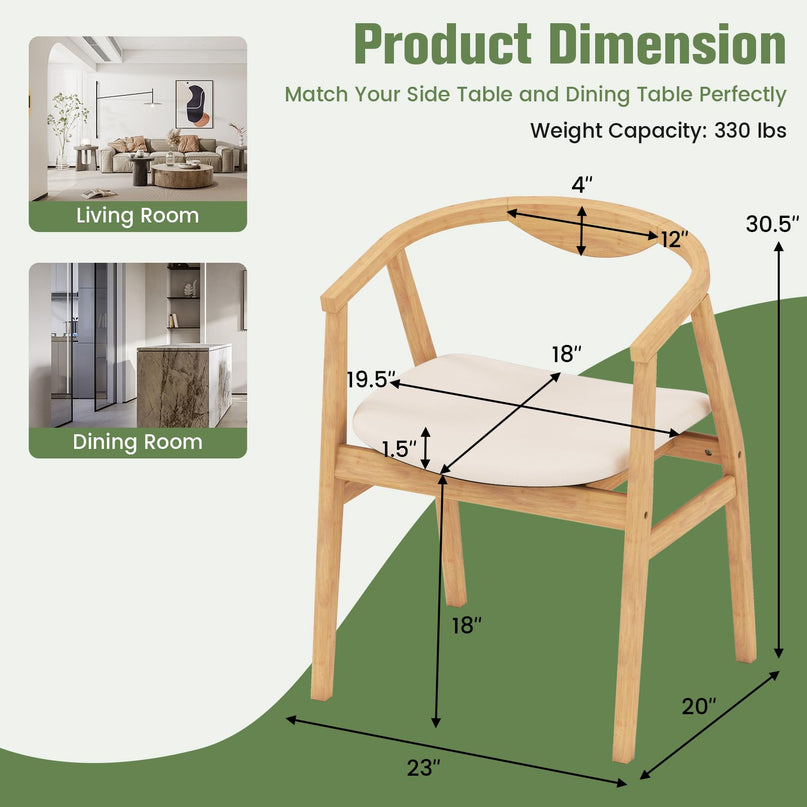 Giantex Bamboo Accent Chair - Wood Natural Boho Accent Dining Chairs with Armrest and Curved Backrest (1/2)