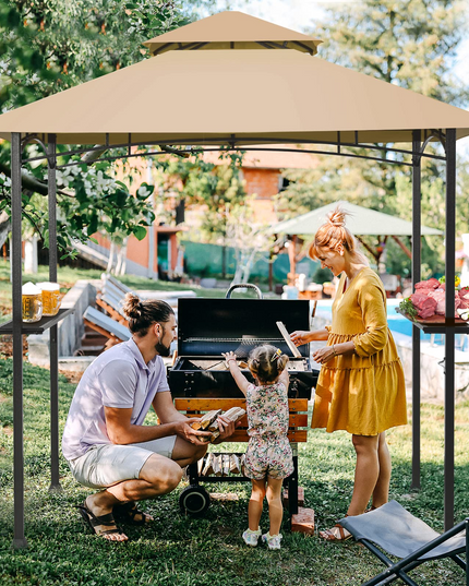 Giantex Grill Gazebo, 8ft x 5ft Grill Station with Canopy, Outdoor Grill Shelter Barbecue Tent