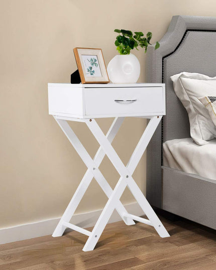 Giantex Nightstand with Drawer X-Shaped Design Sofa Side Table