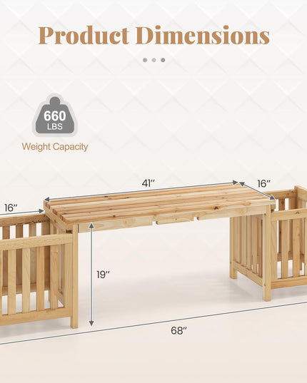 Giantex 2 in 1 Outdoor Bench with 2 Raised Garden Beds