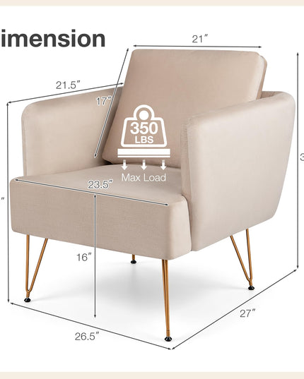 GIANTEX Modern Accent Chair with Back Cushion(1/2)