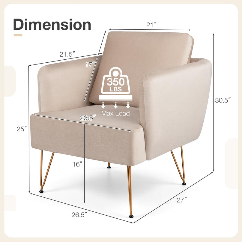 GIANTEX Modern Accent Chair with Back Cushion(1/2)