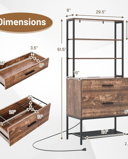 Giantex Tall 2-Drawer File Cabinet - Filing Cabinet