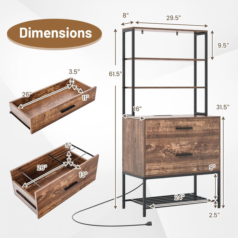 Giantex Tall 2-Drawer File Cabinet - Filing Cabinet