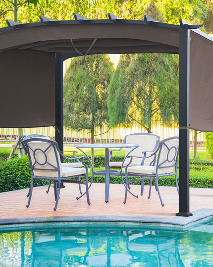 Outdoor Retractable Pergola 10' x 10', Metal Patio Gazebo Pergola