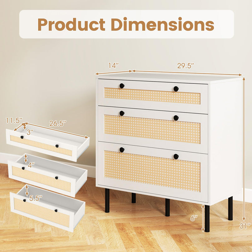 Giantex 3 Drawer Dresser for Bedroom with Anti-toppling Device