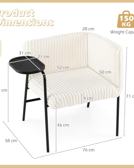 Giantex Modern Accent Chair with Tray Table Solid Metal Frame