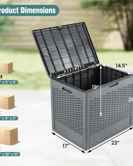 Giantex 25 Gallon Outdoor Storage Box with Rattan Patterns & Lockable Lid