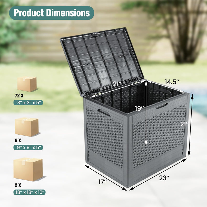 Giantex 25 Gallon Outdoor Storage Box with Rattan Patterns & Lockable Lid