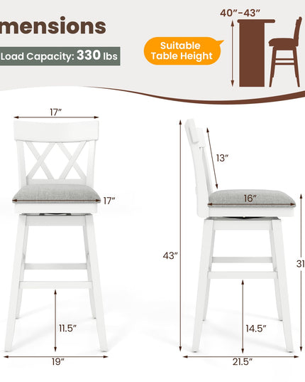 Giantex 31" Bar Stool Swivel Bar Height Bar Chair with Contoured Backrest
