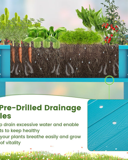 Giantex HIPS Raised Garden Bed, Elevated Planter Box w/Legs, Storage Shelf, Drain Holes