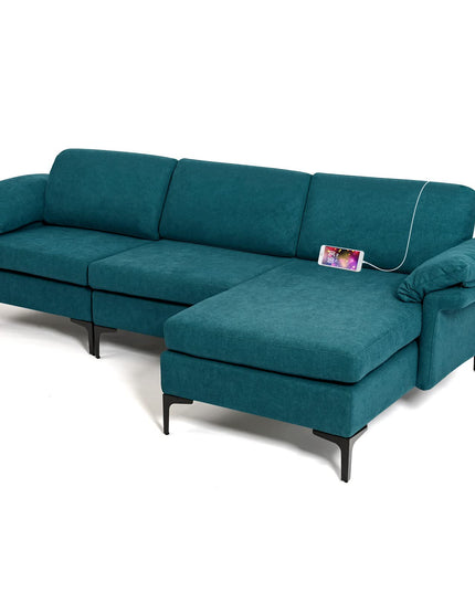 Giantex 100.5" L Convertible Sofa Couch, 3-Seat Sectional Sleeper with USB Ports & Socket